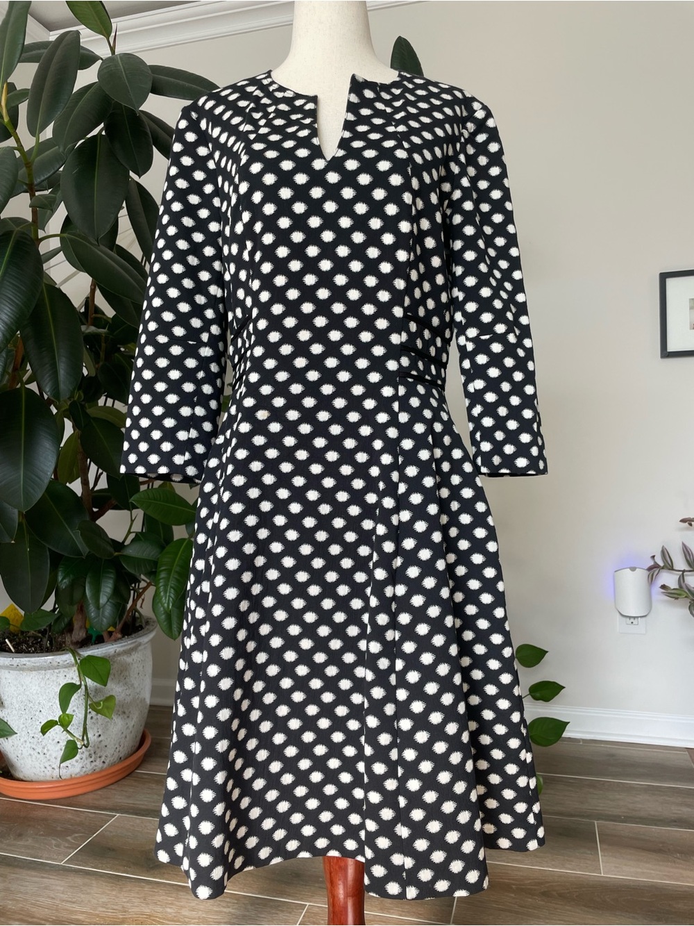 Max & Co. Black and White Polka Dot Midi Dress